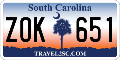 SC license plate ZOK651