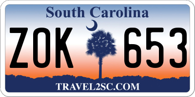 SC license plate ZOK653