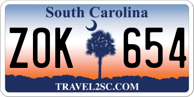 SC license plate ZOK654