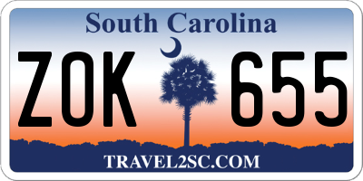 SC license plate ZOK655