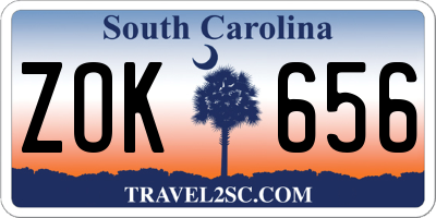 SC license plate ZOK656