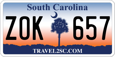 SC license plate ZOK657