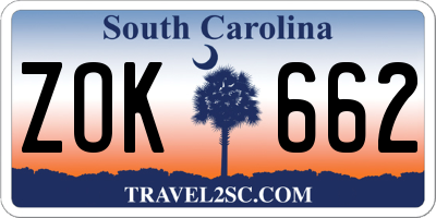 SC license plate ZOK662