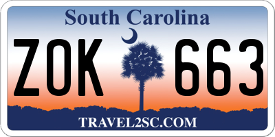 SC license plate ZOK663