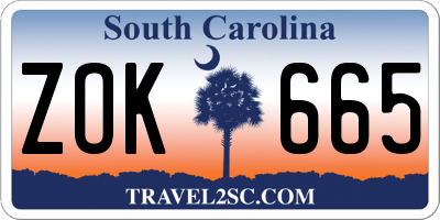 SC license plate ZOK665