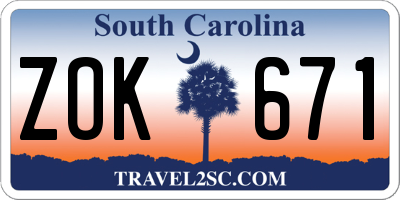 SC license plate ZOK671