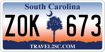 SC license plate ZOK673