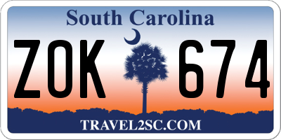 SC license plate ZOK674
