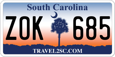 SC license plate ZOK685