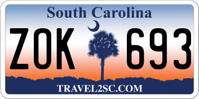 SC license plate ZOK693