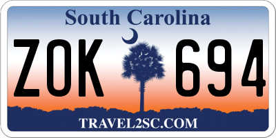 SC license plate ZOK694