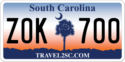 SC license plate ZOK700
