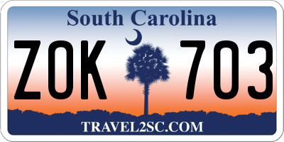 SC license plate ZOK703