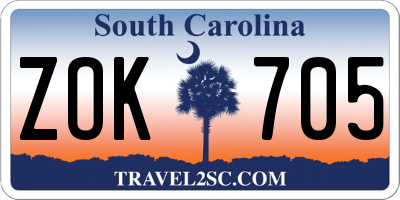 SC license plate ZOK705