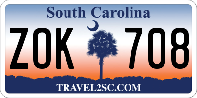 SC license plate ZOK708