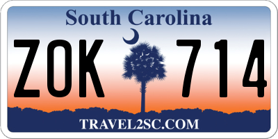 SC license plate ZOK714