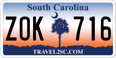 SC license plate ZOK716