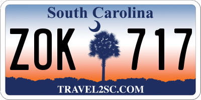 SC license plate ZOK717