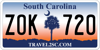 SC license plate ZOK720