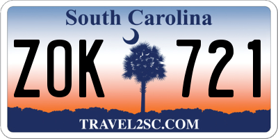 SC license plate ZOK721