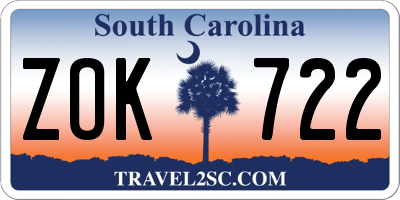 SC license plate ZOK722