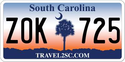 SC license plate ZOK725