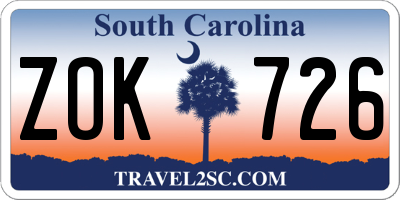 SC license plate ZOK726