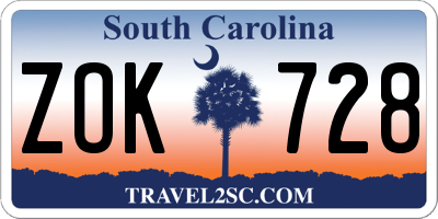 SC license plate ZOK728