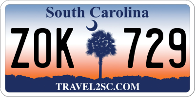 SC license plate ZOK729