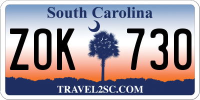 SC license plate ZOK730