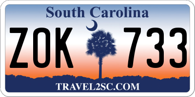 SC license plate ZOK733