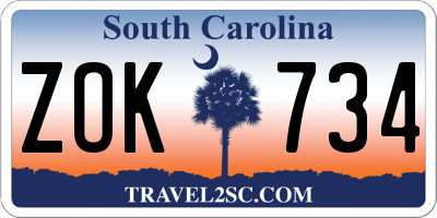 SC license plate ZOK734