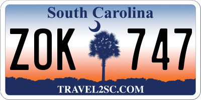 SC license plate ZOK747