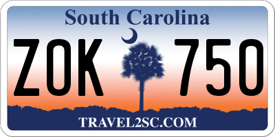 SC license plate ZOK750