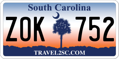 SC license plate ZOK752