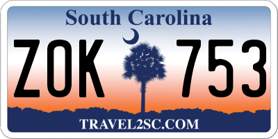 SC license plate ZOK753