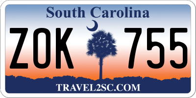 SC license plate ZOK755