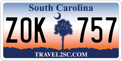 SC license plate ZOK757