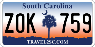 SC license plate ZOK759
