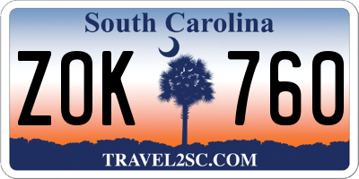 SC license plate ZOK760