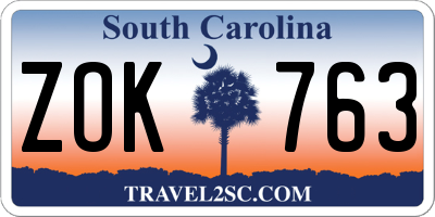 SC license plate ZOK763
