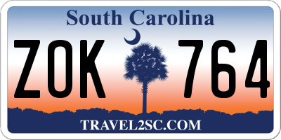 SC license plate ZOK764