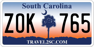 SC license plate ZOK765