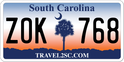 SC license plate ZOK768