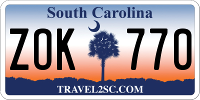 SC license plate ZOK770