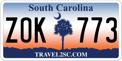 SC license plate ZOK773