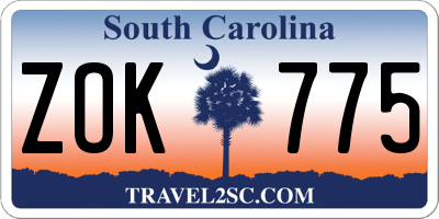 SC license plate ZOK775