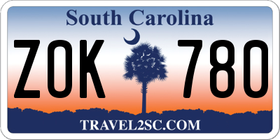 SC license plate ZOK780