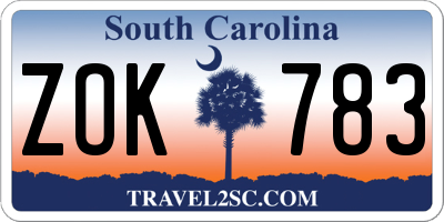 SC license plate ZOK783