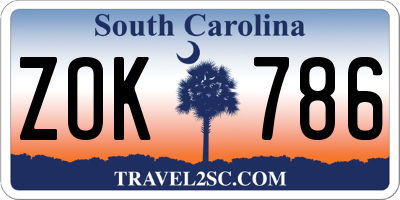 SC license plate ZOK786